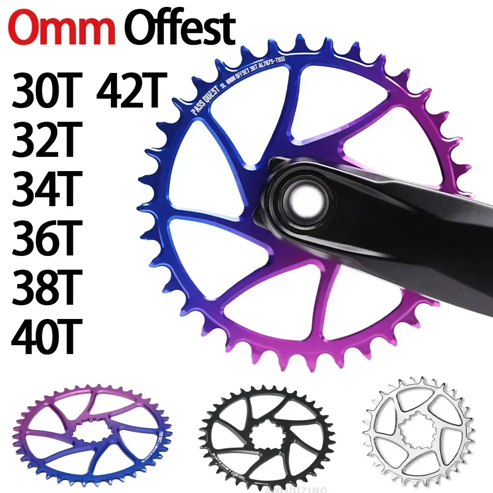 PASS QUEST 0mm Offset Chainring MTB Narrow Wide Chainwheel 30/32/34/36/38/40/42T for SRAM XX1 X1 X01 XO X9 NXSX DUB Direct Mount