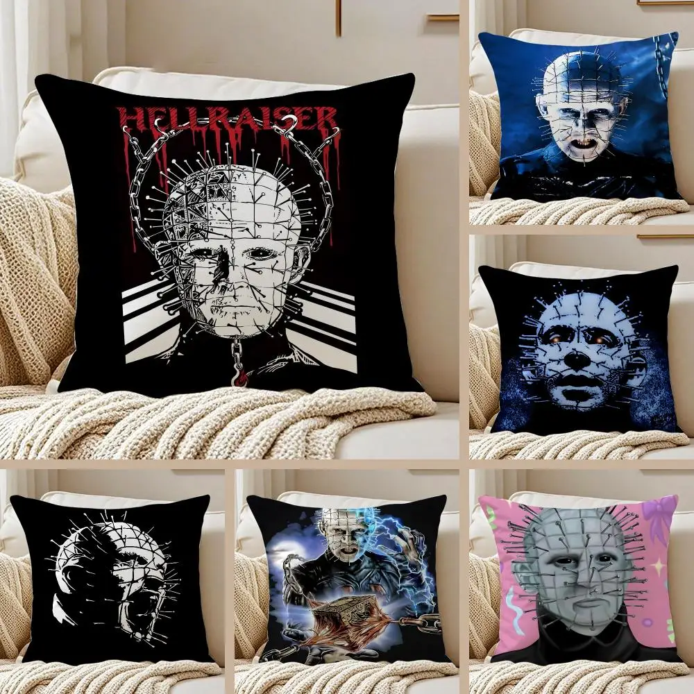 Horror Movie H-Hellraiser Cushion Cover Pillowcase Anti-dustmite Invisible Zipper Short Plush Sofa Cushion
