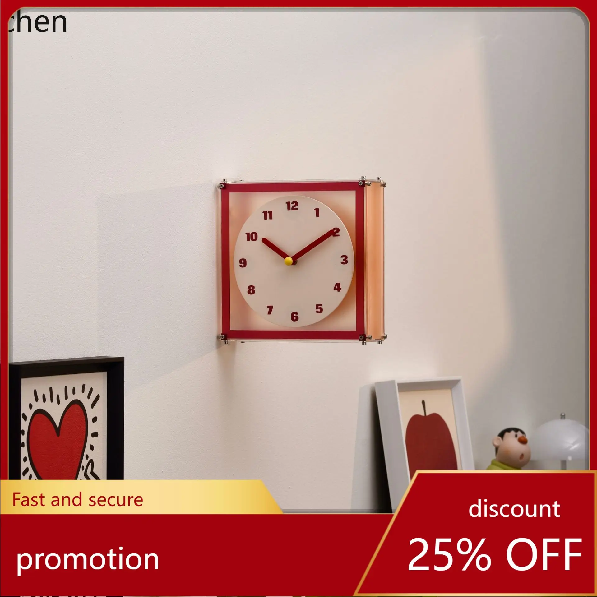 

ZML Household Creative Double-Sided Wall Clock Square Corner Clock for Living Room