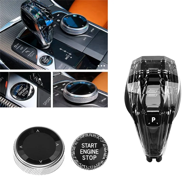 

Efficient Car Crystal Gear Shift Knob Lever Gear Shift Lever With Central Control Knob For BMW 5 Series F Chassis 2014-2017