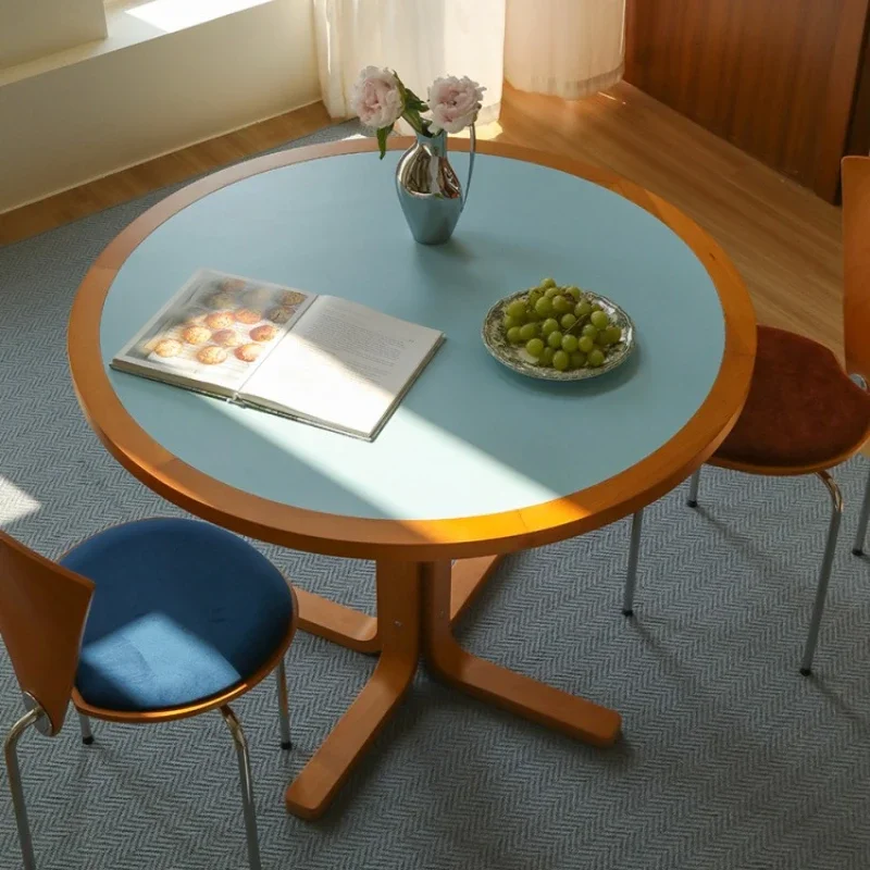 

Vintage solid wood round dining table restaurant home used vintage round table dining and chair combination