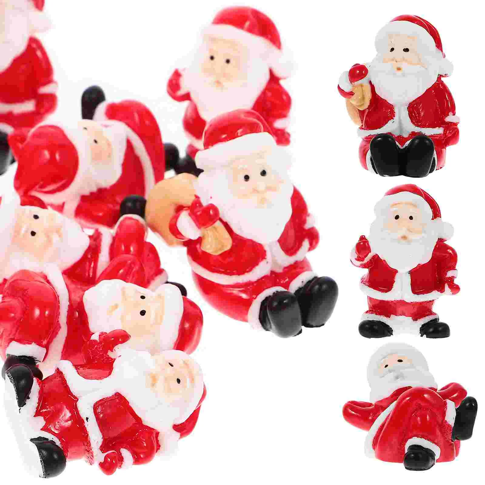 

12 Pcs Christmas Santa Claus Ornament Man Toys Nativity Ornaments for Kids Resin Mini Snowman Figurines Craft Miniatures