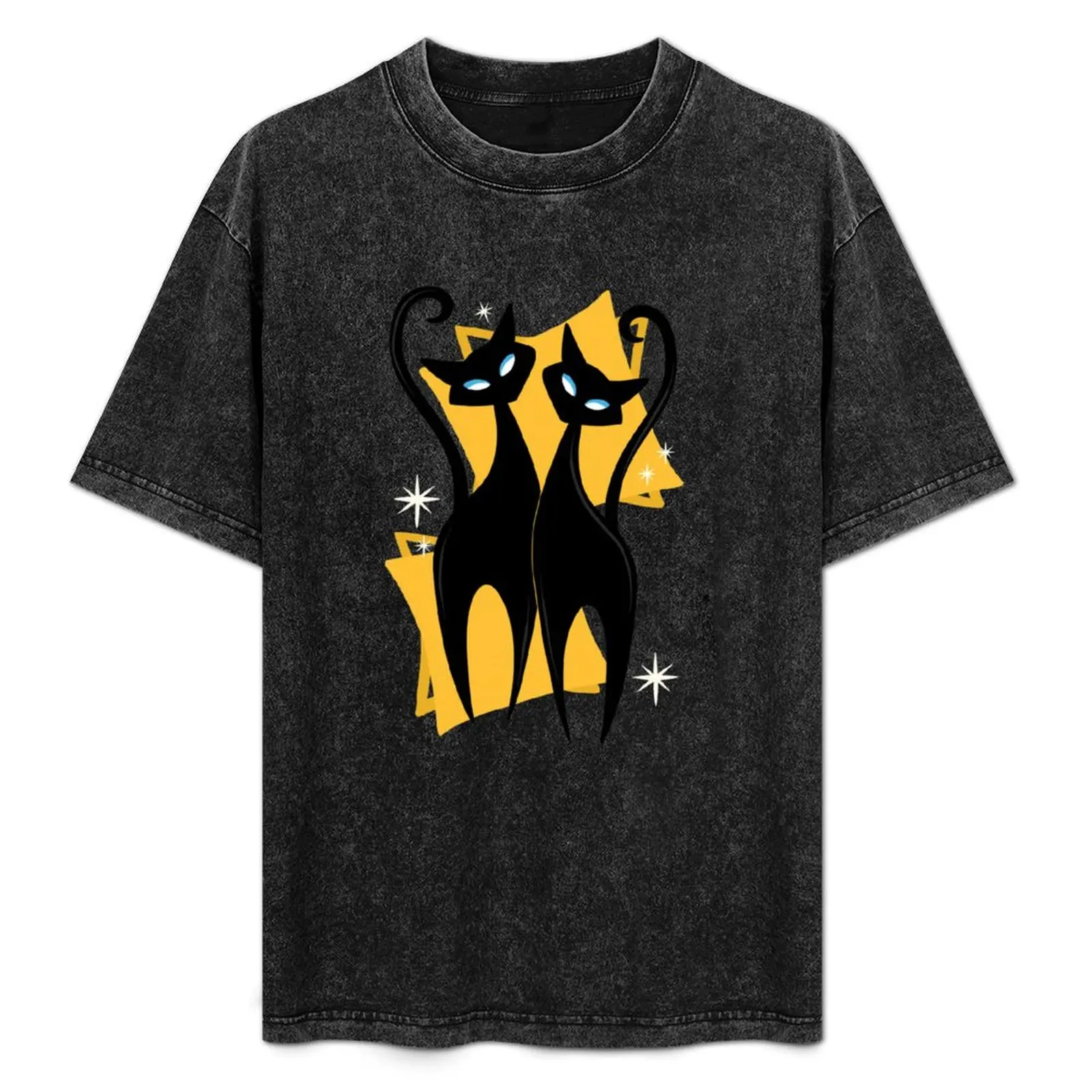 

Sunshine Spectacular Atomic Age Black Kitschy Cats T-Shirt