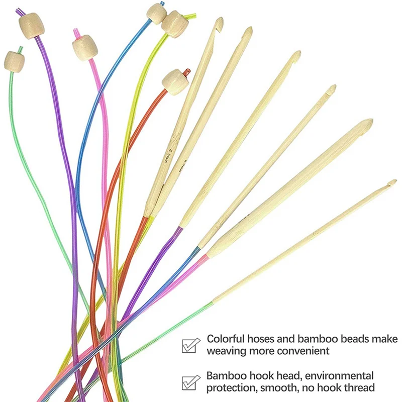 

46 шт. тунисский набор крючков включает в себя пластиковый трос, афганский крючок для вязания и тунисские афганские алюминиевые спицы-B51B