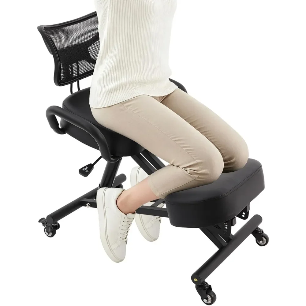 Height Adjustable Kneeling Chair with Back Support and 5 Angle Settings view 6