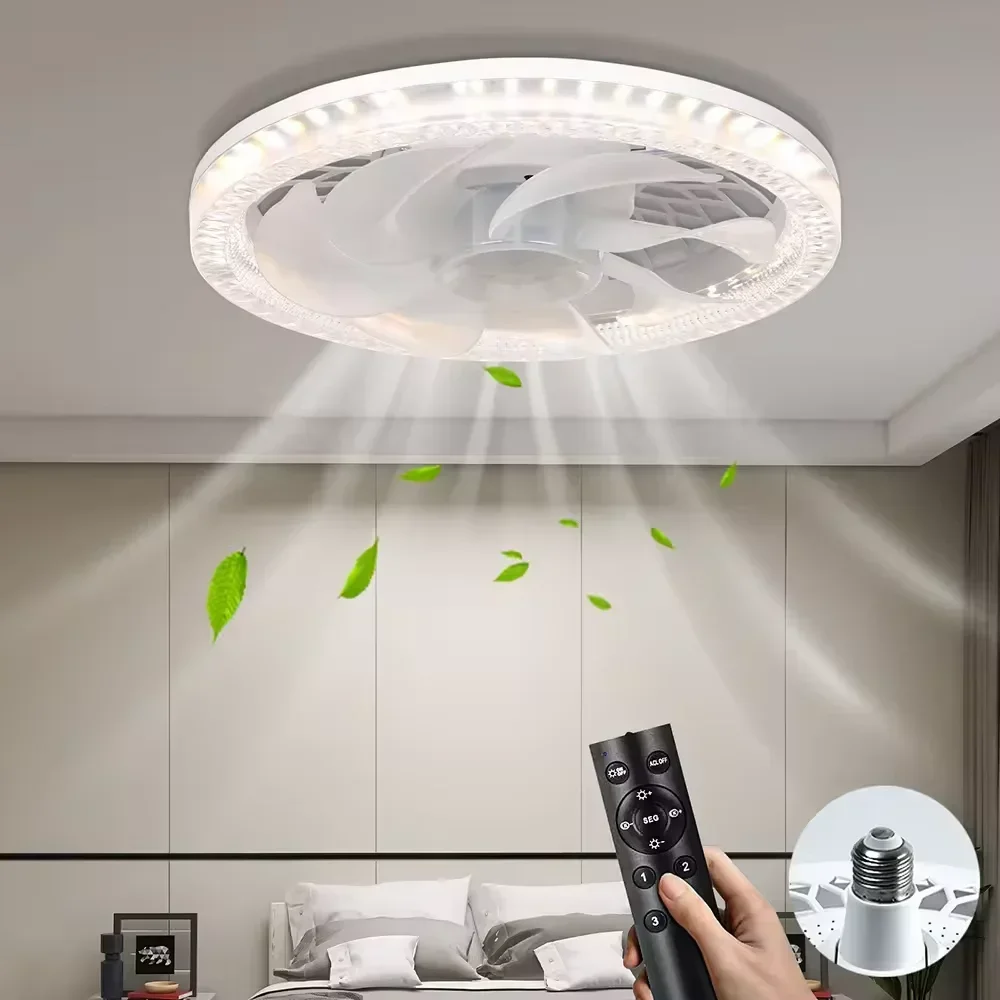 ventilador de teto moderno com luz led e controle remoto candelabro velocidades silencioso poderoso quarto iluminacao domestica e27 01