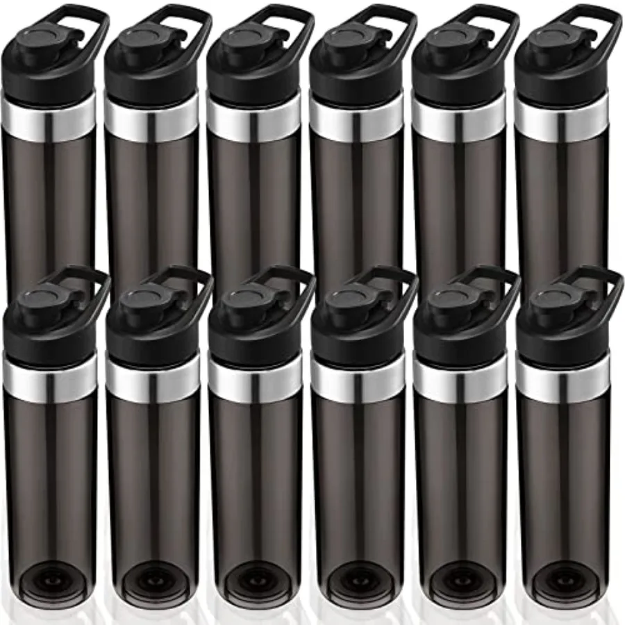 

Набор из 12 пластиковых спортивных бутылок для воды объемом 20 унций, многоразовые, с герметичной крышкой, для активного отдыха, школы, офиса, спортзала, велоспорта