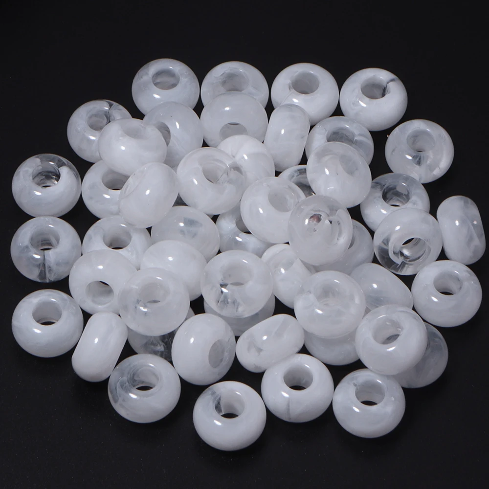50 Stück/Lot 14×8mm Acrylperlen mit großem Loch, Abstandshalterperlen für die Schmuckherstellung, DIY-Halskette, Armband, Schlüsselanhänger, Zubehör