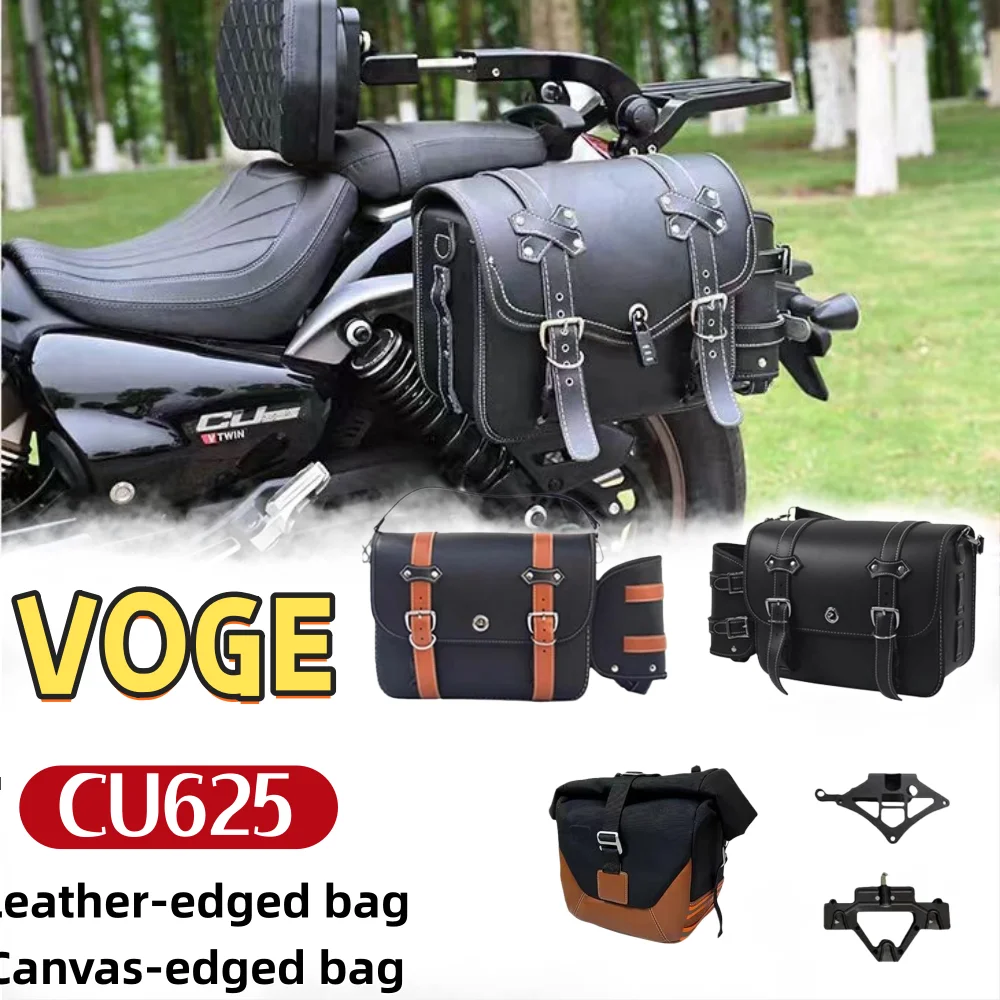For VOGE CU625 Retro Leather Edge Bag, Canvas Edge Bag, Waterproof and Durable Rider Bag, Side Bag, Large Capacity Accessories