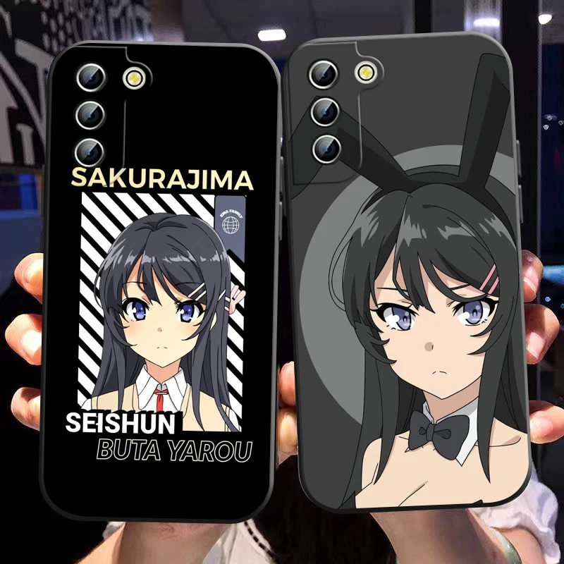 Sakurajima Mai Anime Phone Case For Samsung S24 S23 S22 S21 S20 FE S10 S10e Ultra Plus Lite Black Soft Cover