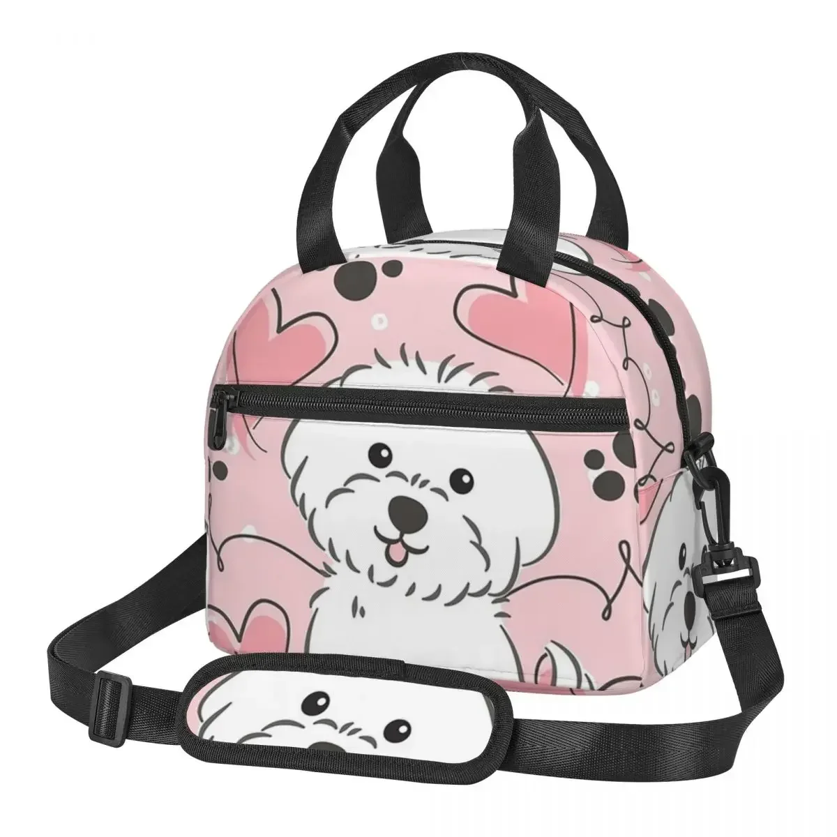 

Love Maltese Dog Lunch Bags Insulated Bento Box Waterproof Lunch Tote Picnic Bags Cooler Bag for Woman Kids