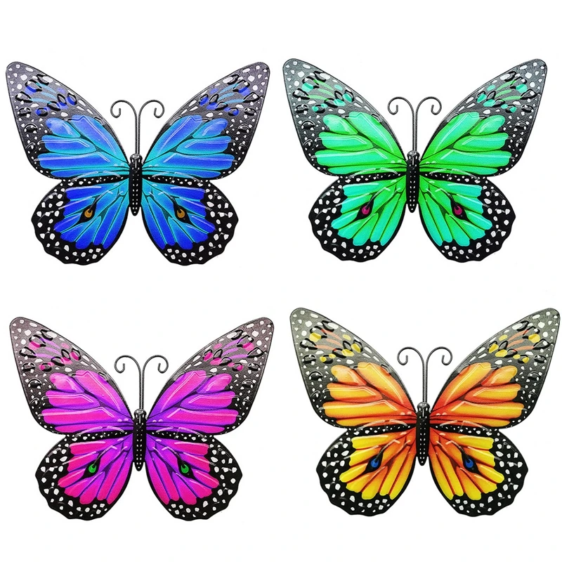 3D Metal Butterfly Wall Art Hanging Decor Vintage Wrought Iron Wall Stickers Sculpture Garden Home Party Decoration