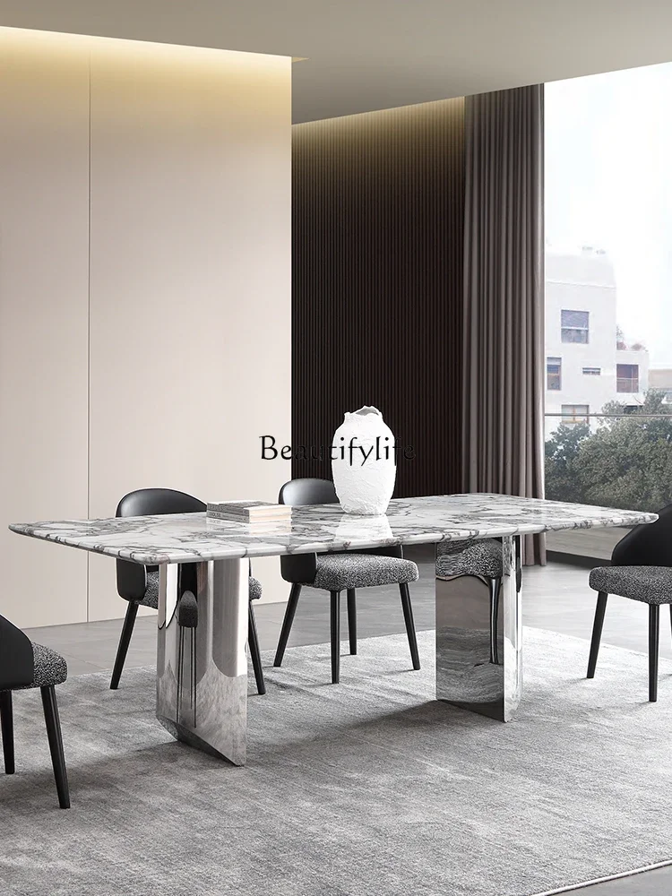 01-طاولة طعام رخامية حديثة وبسيطة وخفيفة الوزن على الطراز الشمالي الفاخر #3
