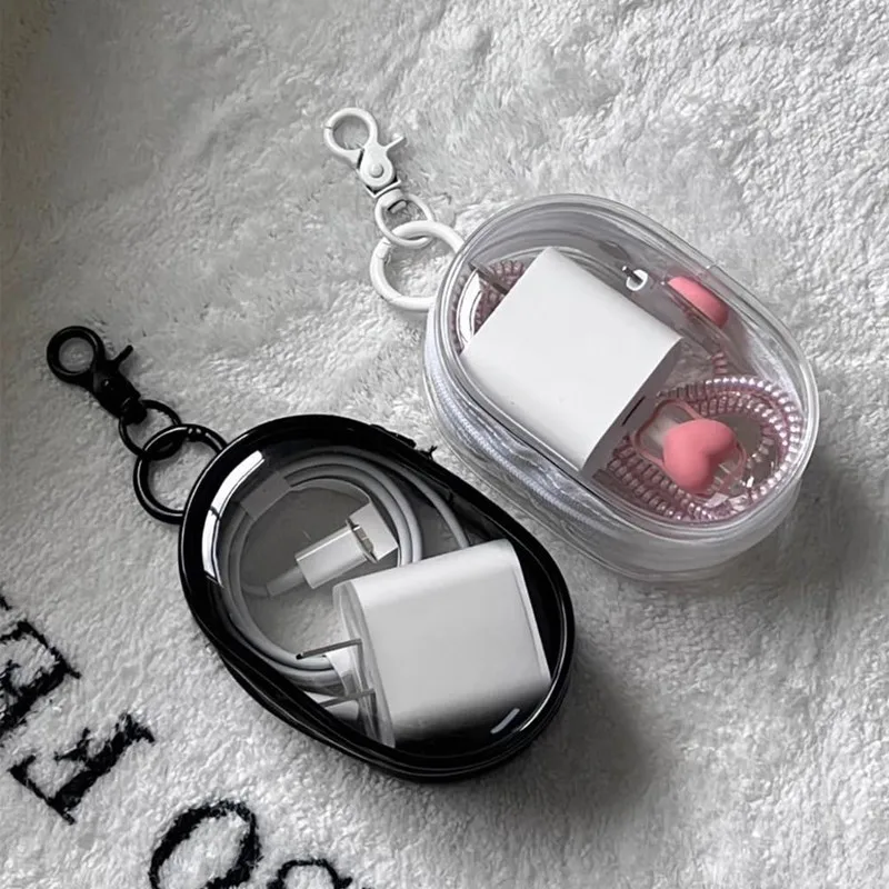 Mini Data Cable Storage Bag Transparent PVC Charger Earphone Carrying Pouch Portable Waterproof Digital Electronic Organizers