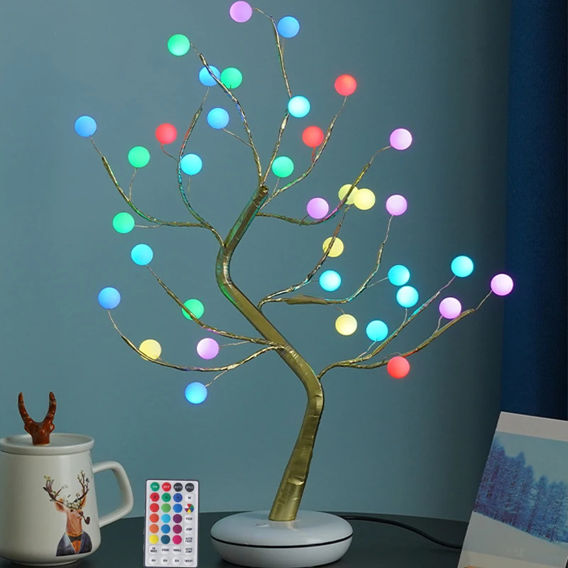 Led Fairy Light 16 Color Pearl Tree Nightlight Home Bedside Wedding Christmas Decor Remote Festoon Lamp Girl Bedroom Night Light