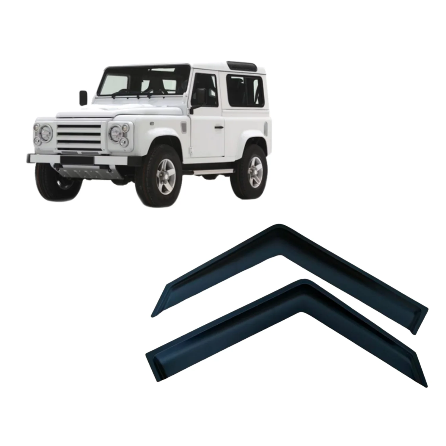 

For LAND ROVER Defender 90 1983-2016 2D Car Accessories Side Vent Deflector Window Visor Rain Guard Out-Channel Weathershield