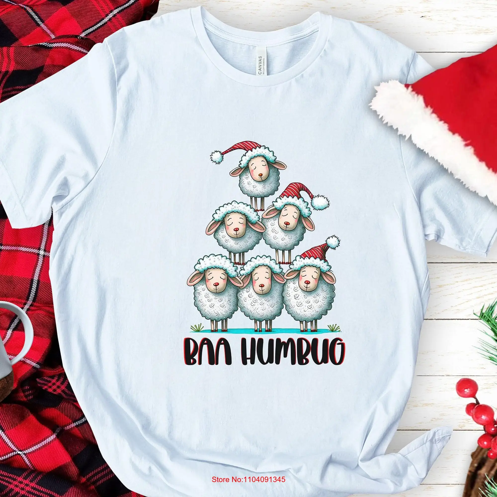 Baa Humbug Funny Sheep Christmas T Shirt for Farmer Lover Winter Ewe long or short sleeves