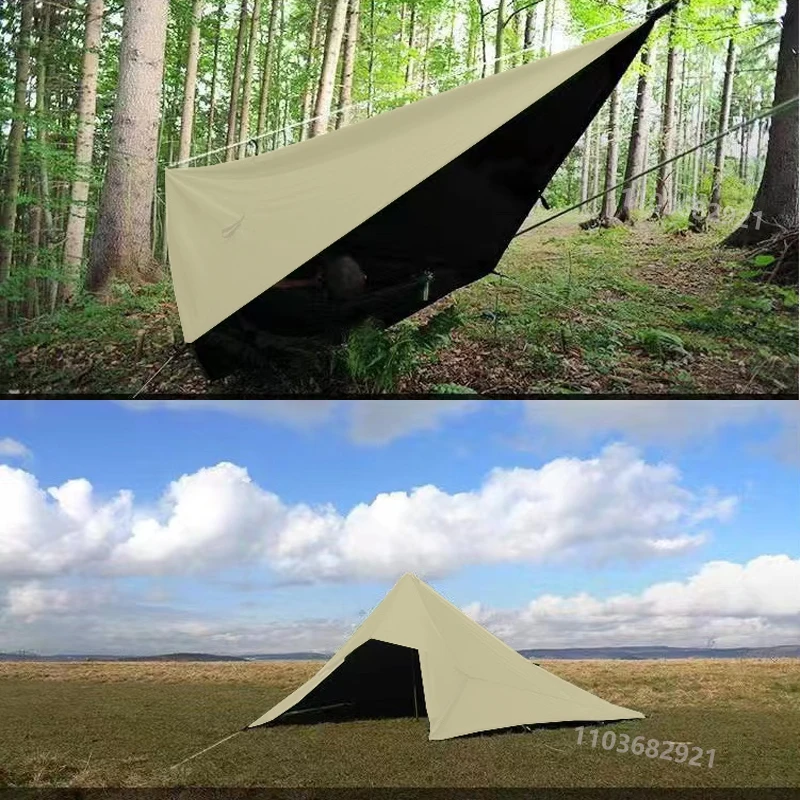 19 Hängematten: Reines Grün, Olivgrün, grünes wasserdichtes Vordach, geeignet für Installation und multifunktionales Outdoor-Camping und – Detail 12