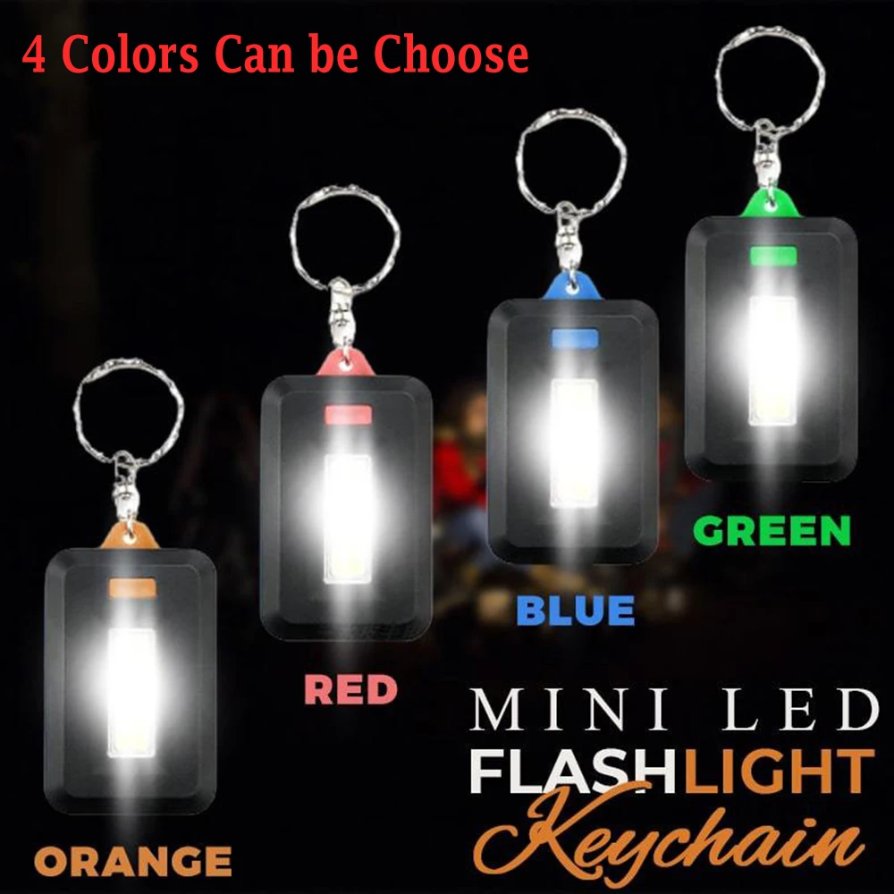 FTOYIN Keychain Flashlight COB Portable Camping Lights AAA Battery Strong Outdoor Work Light Three Light Modes Mini Flashlight