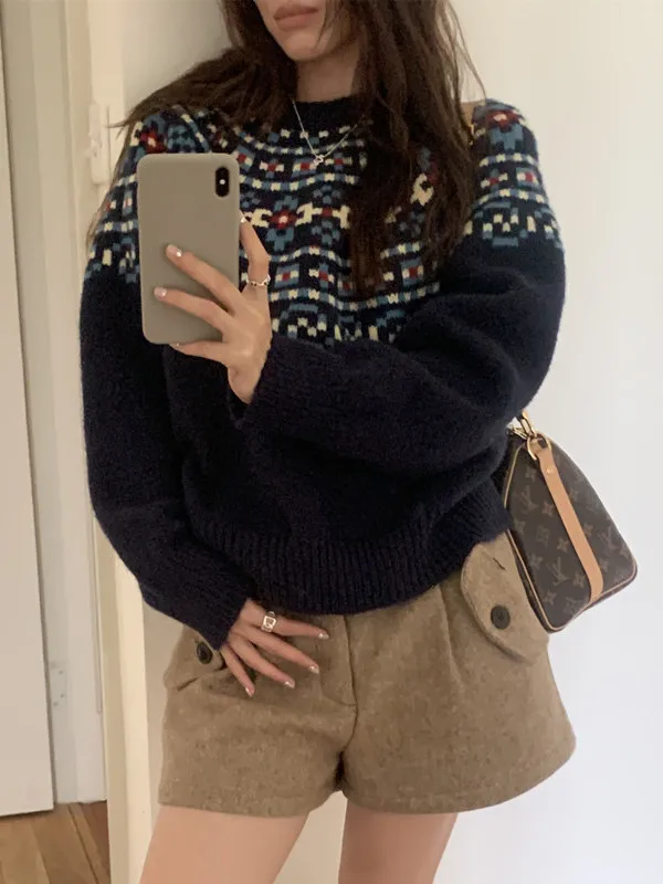 Cisas Aosphere Soft Cozy Color Blo Knit Sweater Women's Winter Faionable Island Sle Sweater Korean Loose Fit