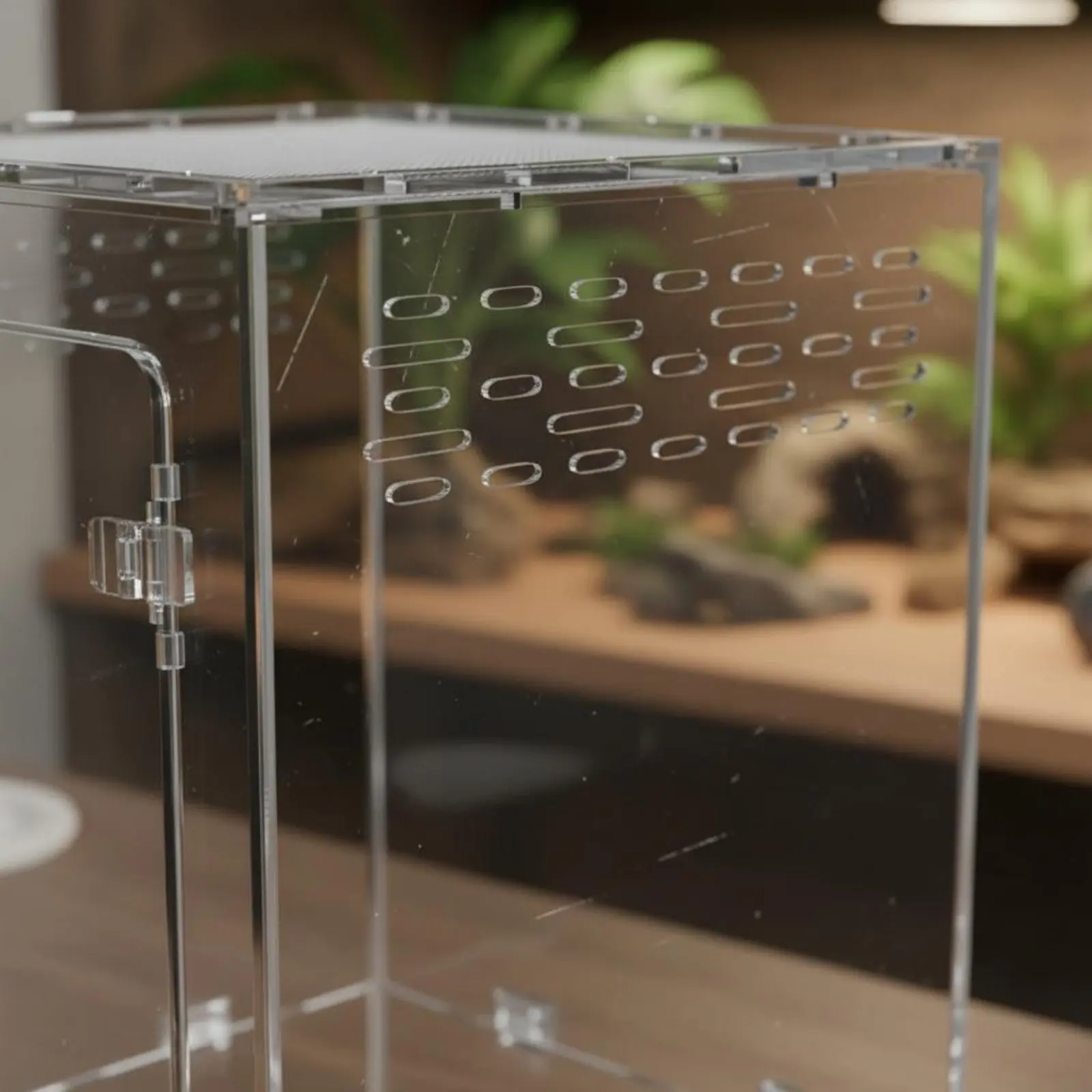 

Acrylic Amphibian Enclosure Safe Secure Upright Arboreal Terrarium Front Opening Gecko Habitat Well Ventilated