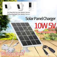 10W 5V Camera Solar Panel Charger Waterproof Camera Solar Panel 360 Degree Adjustable Wall Mount for Ring Stick Up/Spotlight Cam