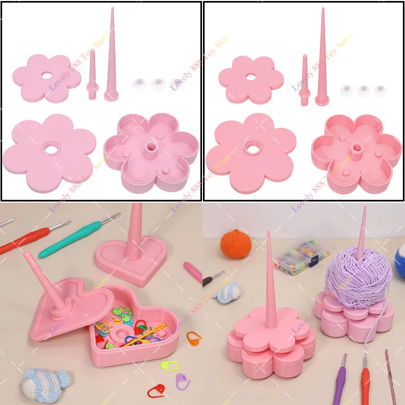 3D Gedruckt Blume Garn Spinner Kunststoff Ständer Halter Anfänger Häkeln Stehen Für Textil Wolle Liebe Spule Wolle Ball Wickler Werkzeuge