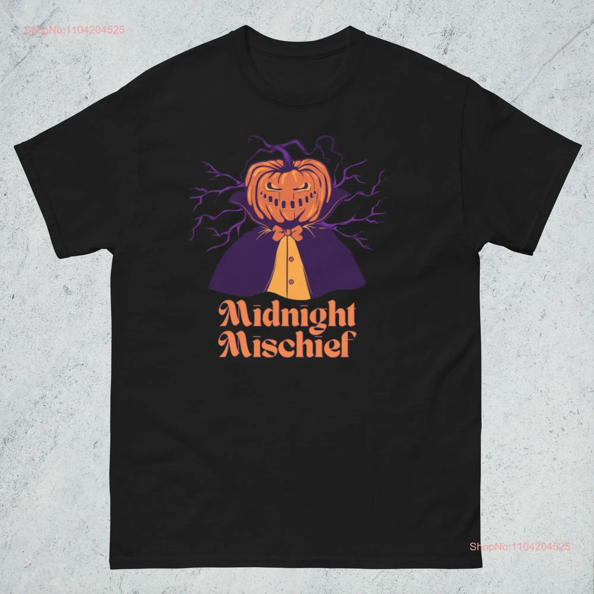 Midnight Mischief T Shirt Spooky Halloween Fun Mischievous Design long or short sleeves