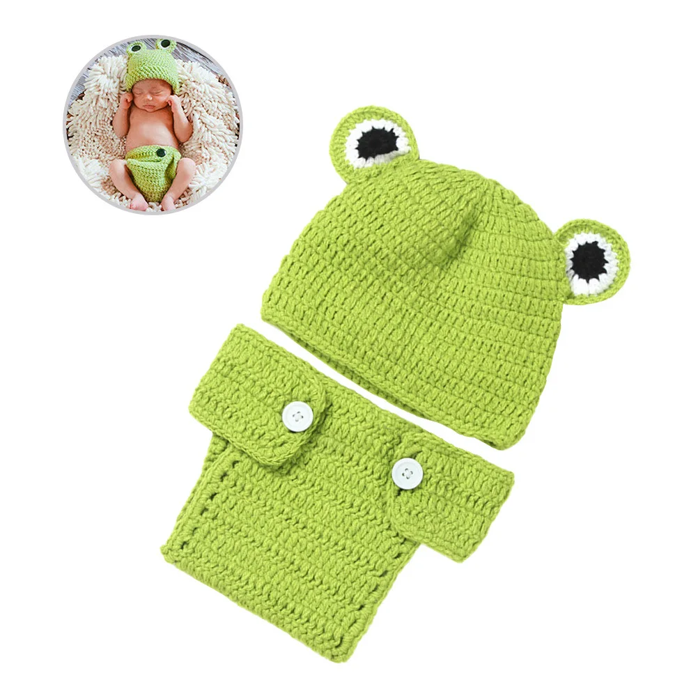 الوليد الطفل صور الدعائم محبوك زي مجموعة الرضع للجنسين قبعة السراويل الطفل التصوير الزي الوليد التصوير الدعائم