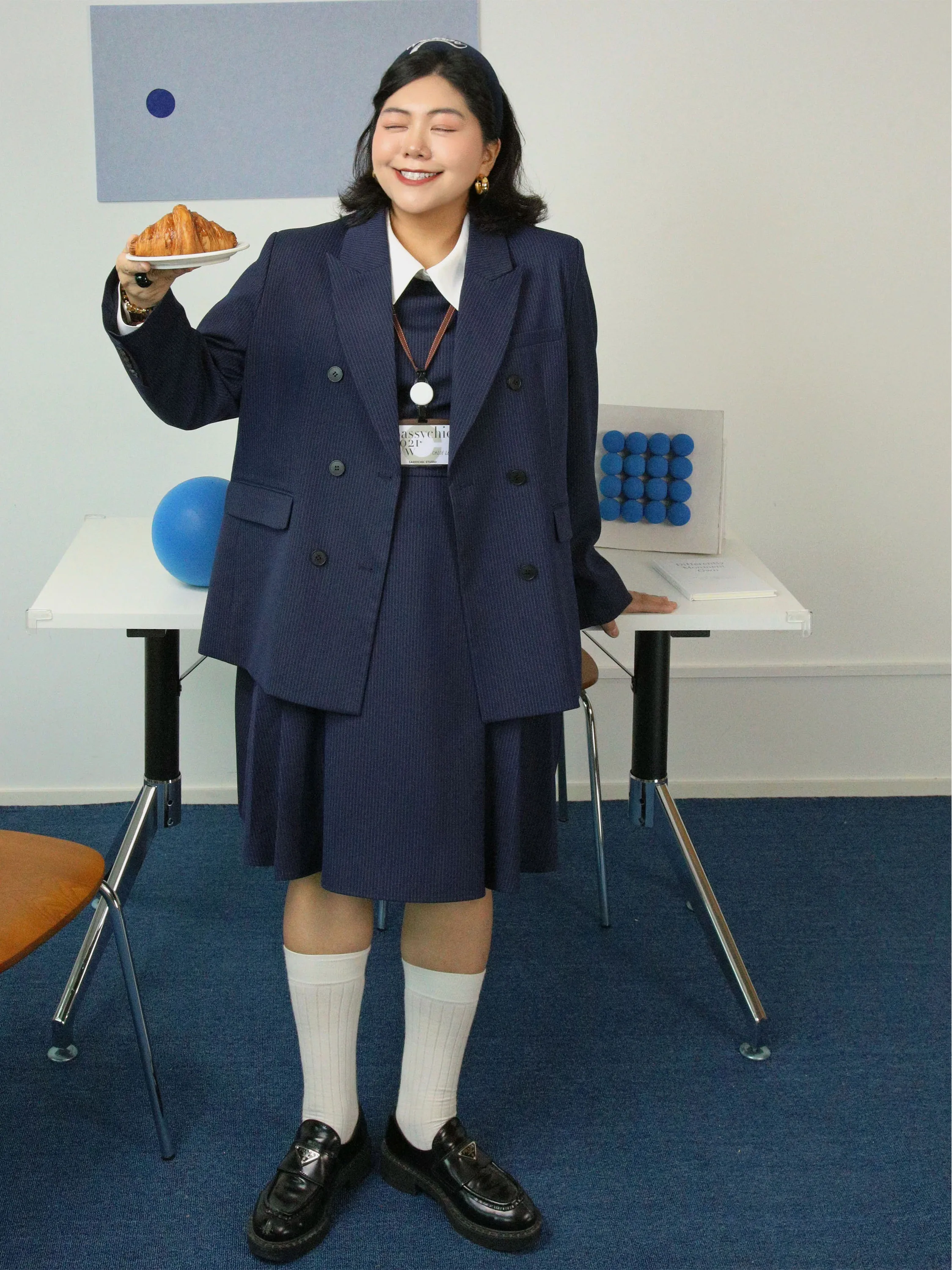 

Повседневный двухцветный костюм SASSYCHIC с полосатым узором, комплект из двух предметов, женская модная рабочая одежда, осенняя коллекция