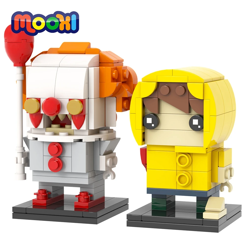 MOOXI Horror Movies 237Pcs MOC Bricks Halloween Clown BrickHeadsed Building Blocks Education Kids Toys For Children Gift MOC7277