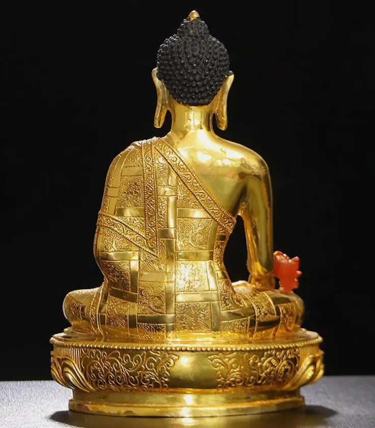 30cm Buddhism old Handpainted bronze statue gilt Buddha bhagavan Bhaisajya