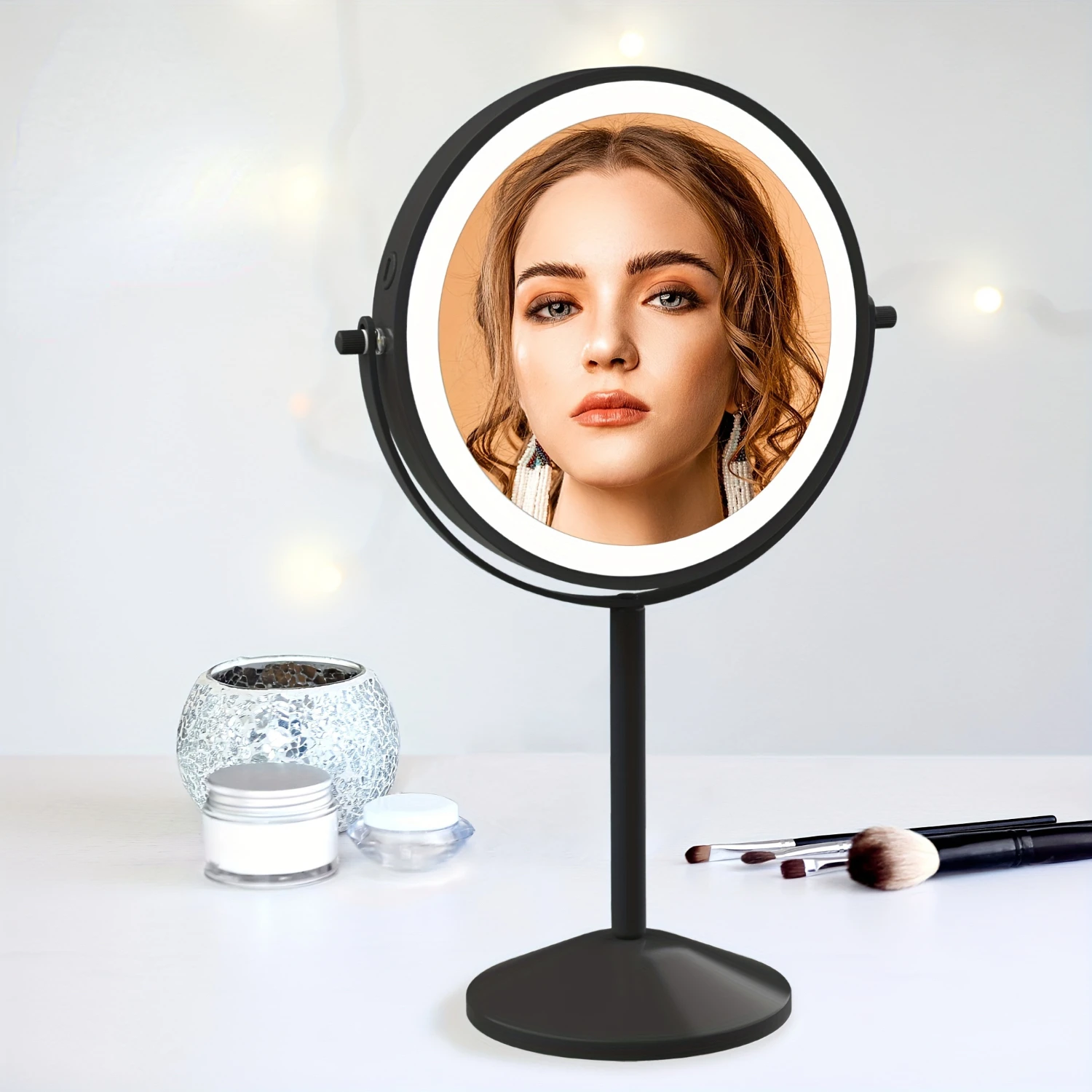 10x Magnifying Glass - Portable USB Rechargeable Makeup Mirror for Travel, Double-sided Detachable and Rotatable Mirror for Bath