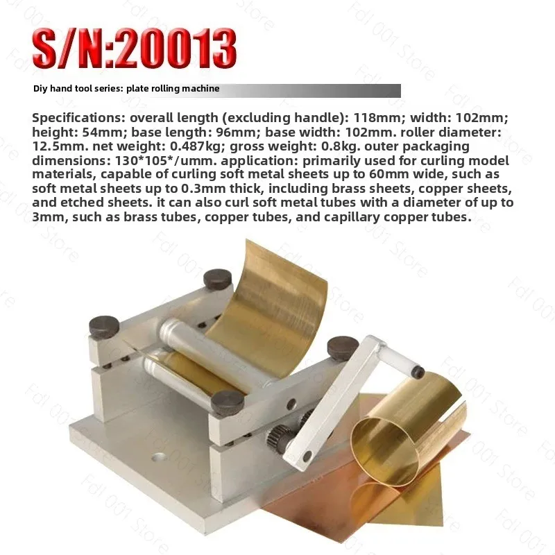 Updated Manual Plate Rolling Machine Soft Metal Sheet Round Tube Mini Bending Machine Hand-Cranking Bender Effective Width 60MM
