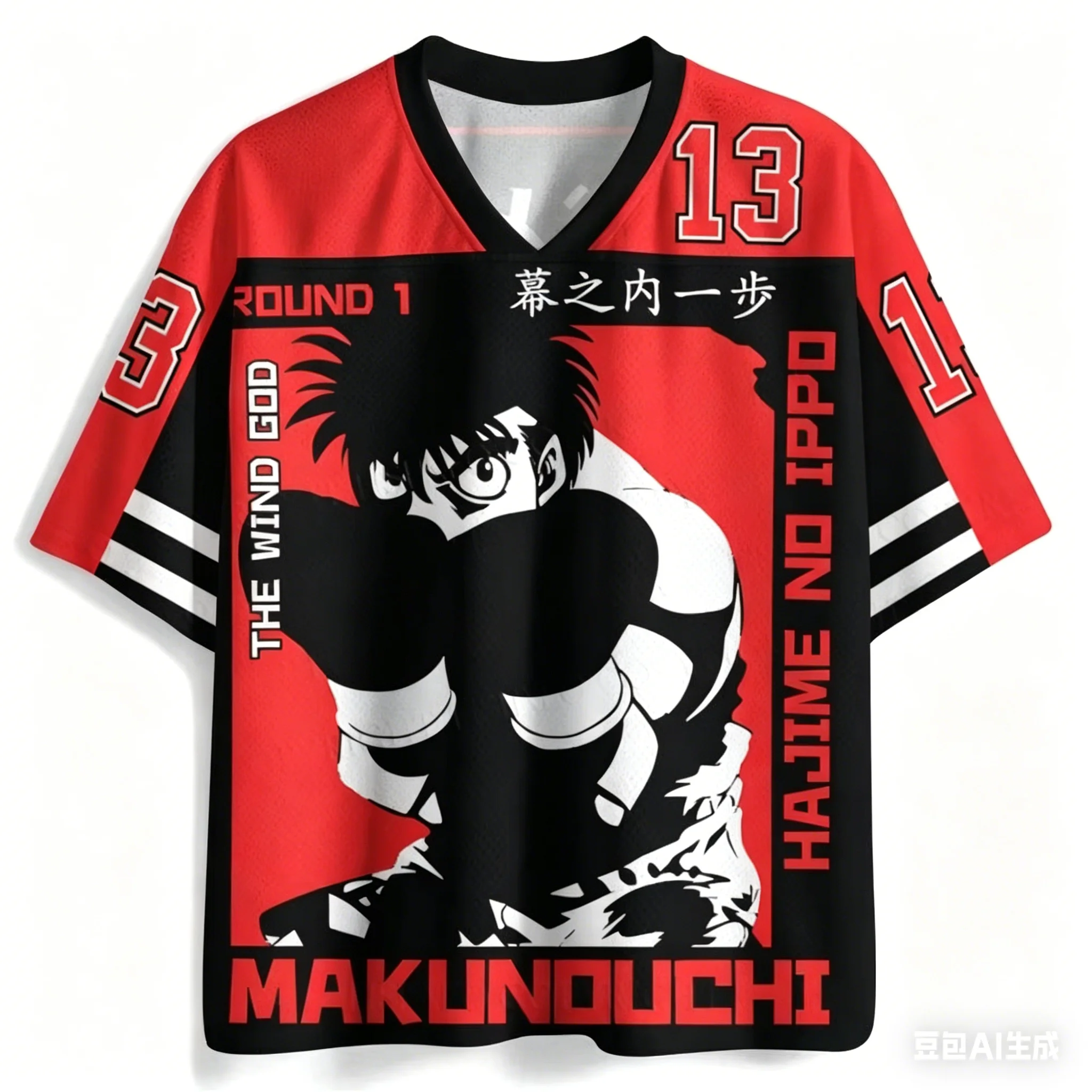 Men's New Makunouchi Ippo Boxing Pattern 3D Children's Round Neck Short Sleeved Hajime No Ippo Fengshen Anime Casual Streetwear