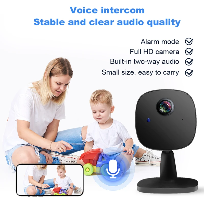 1080P HD WiFi กล้อง Baby Monitor Mini Security แบบพกพากล้องอินฟราเรด Night Vision การตรวจจับการเคลื่อนไหว Smart Home