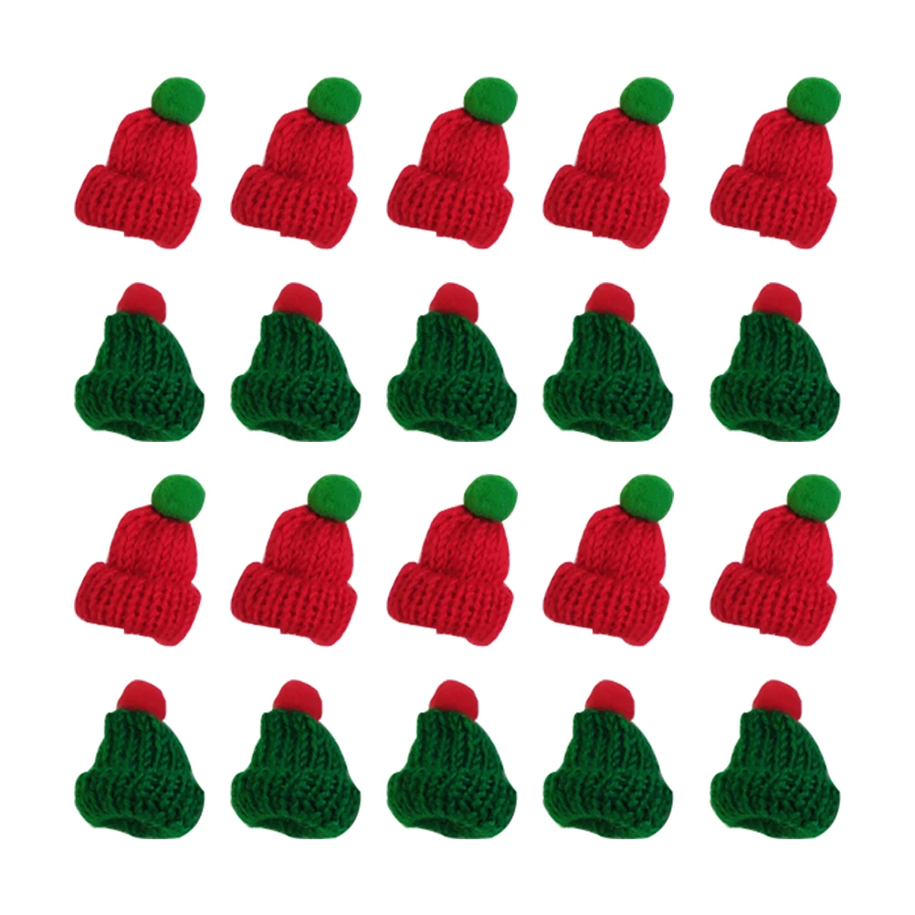 20 piezas Mini sombrero de Papá Noel de Navidad, decoración de lana artesanal, accesorios creativos hechos a mano para funda de teléfono, decoración de bolsa de ropa