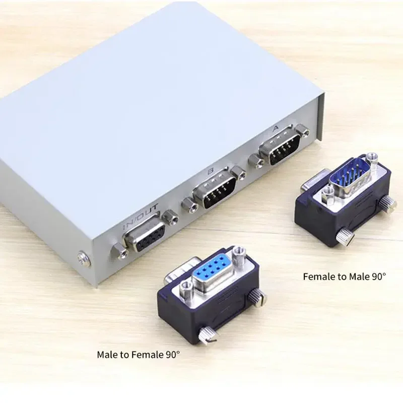 1pc Elbow DB9 Conversion Plug Adapter 90 Degree Male to Female L-type Plugs 9 Pin Serial Port VGA RS232 Soldering Connector PVC