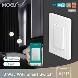 MOES New Star Ring Series Tuya Smart WiFi 3 Way/Single Pole Push Button Light Switch Control Voice Control by Alexa Google Home