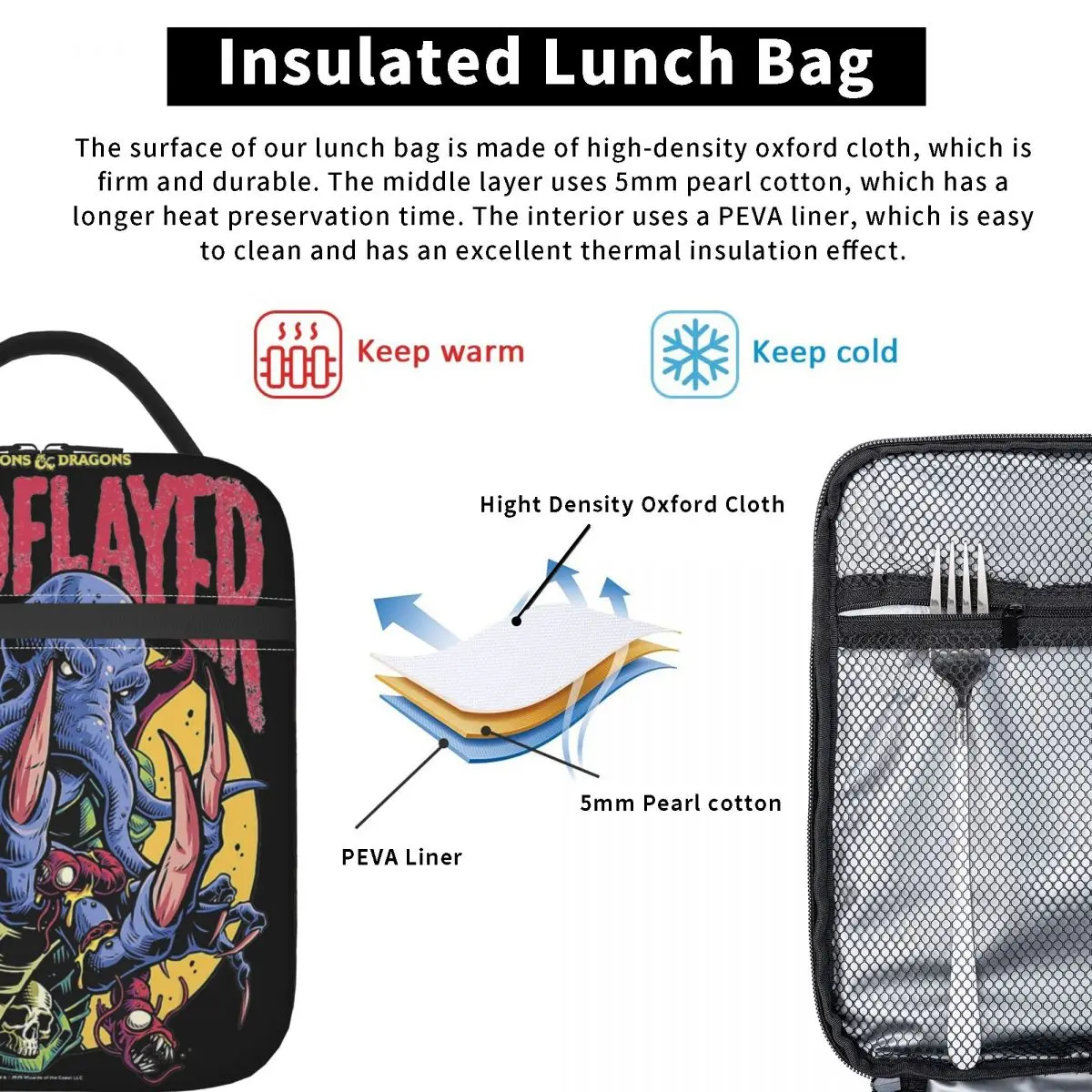 Borsa termica per il pranzo DnD Mind Flayer Logo accessori conservazione scatola per alimenti scatola termica per il pranzo per la scuola