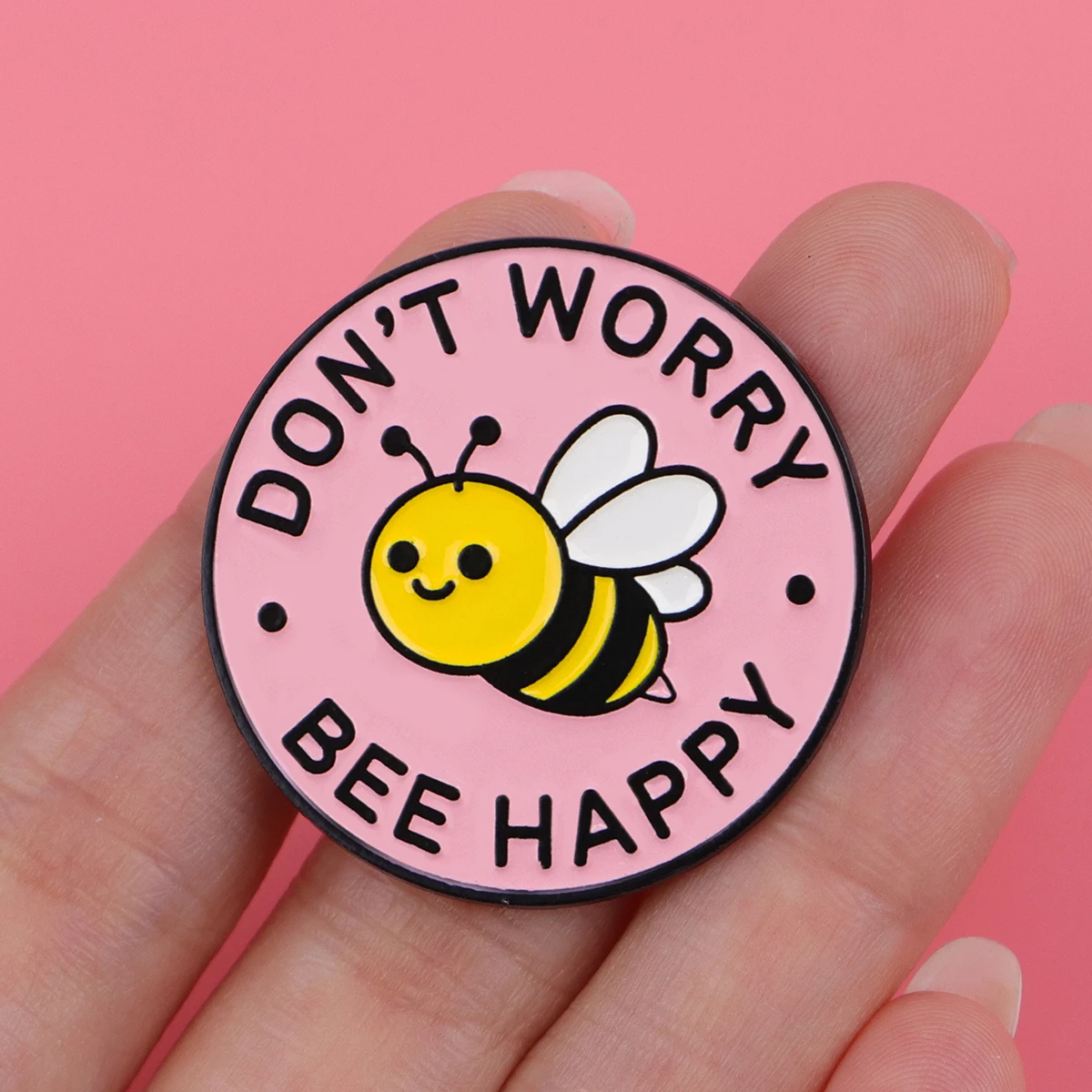 Cute BEE Enamel Pin DON'T WORRY Quotes Brooch Pines Lapel Pins Badge on Backpack Clothing Accessories Fashion Jewelry Gift - view 3