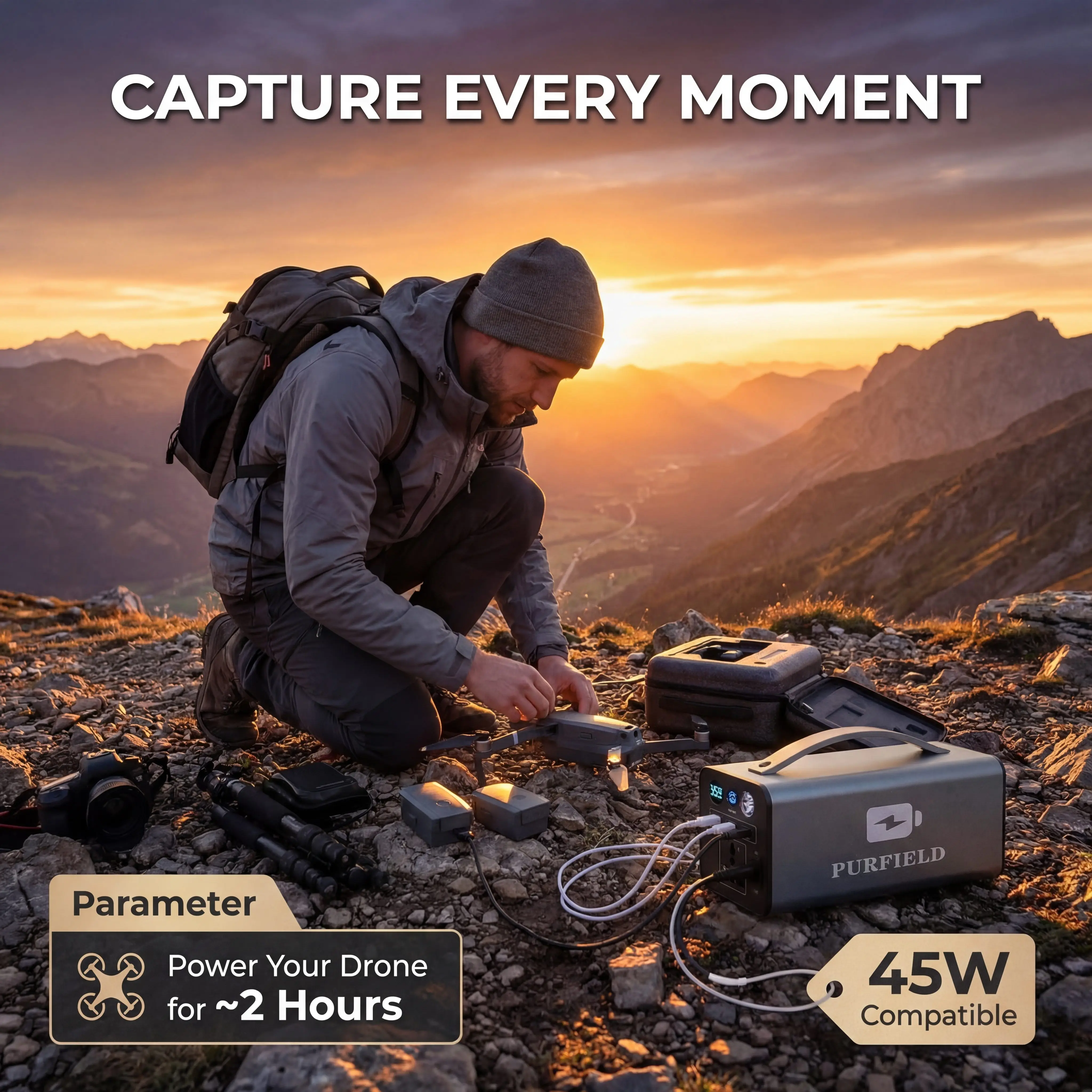 180W Outdoor Power Station 32000mAh 118.4Wh PD65W 110/220V Solar Generator Portable Power Bank For Camping Tent Travel Emergency view 2