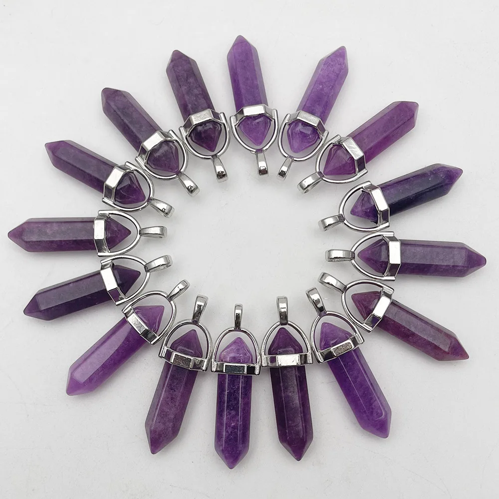 fashion natural stone Rose blue purple Stripe agates Pendant necklace for making Jewelry Pendulum accessories 24pc Good quality