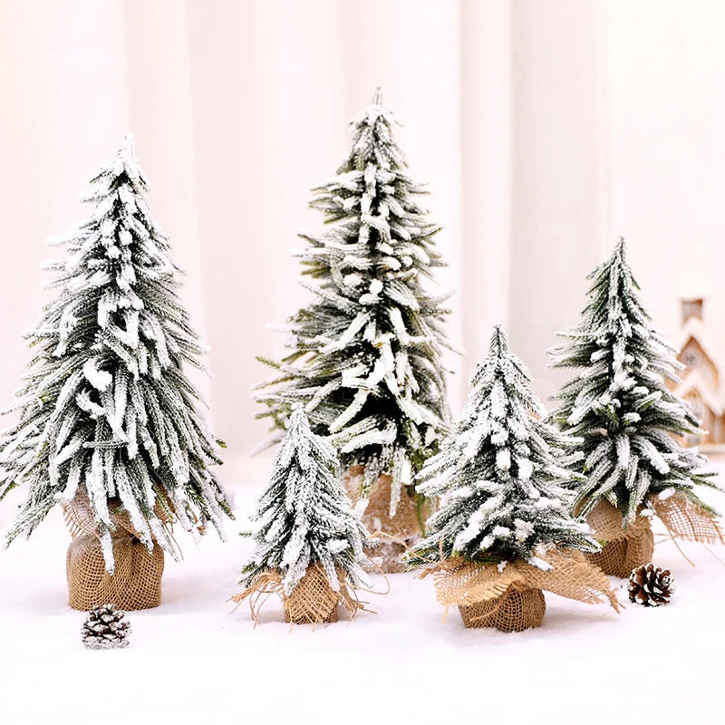 

Christmas Desktop Creative Mini Cedar Small Flocking Christmas Tree Ornaments Restaurant Bar Decoration Supplies árbol Navidad