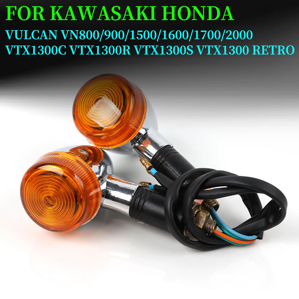 Motorcycle Amber Turn Signal Light For Kawasaki Vulcan VN800 900 1500 1600 1700 2000 Honda VTX1300C R S Indicator Blinker Lamp