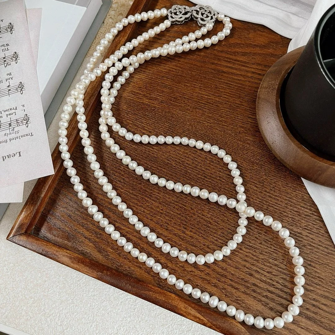 2 Row real Natural AAA + White Akoya Pearl Necklace Videos and pictures are all taken in kind.