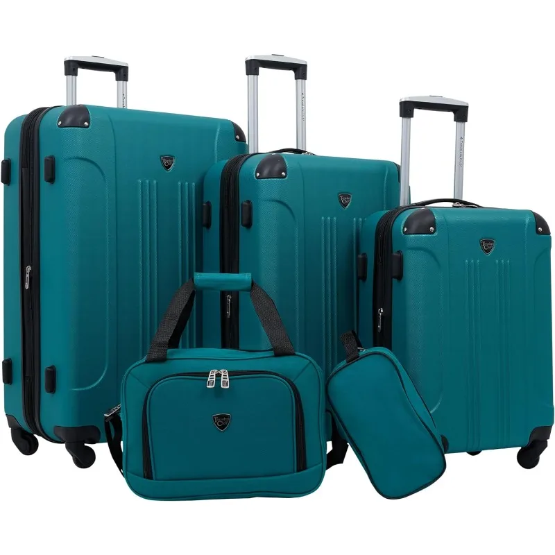 Travelers Club Chicago Hardside Expandable Spinner Luggages, Apple Butter, 5 Piece Set