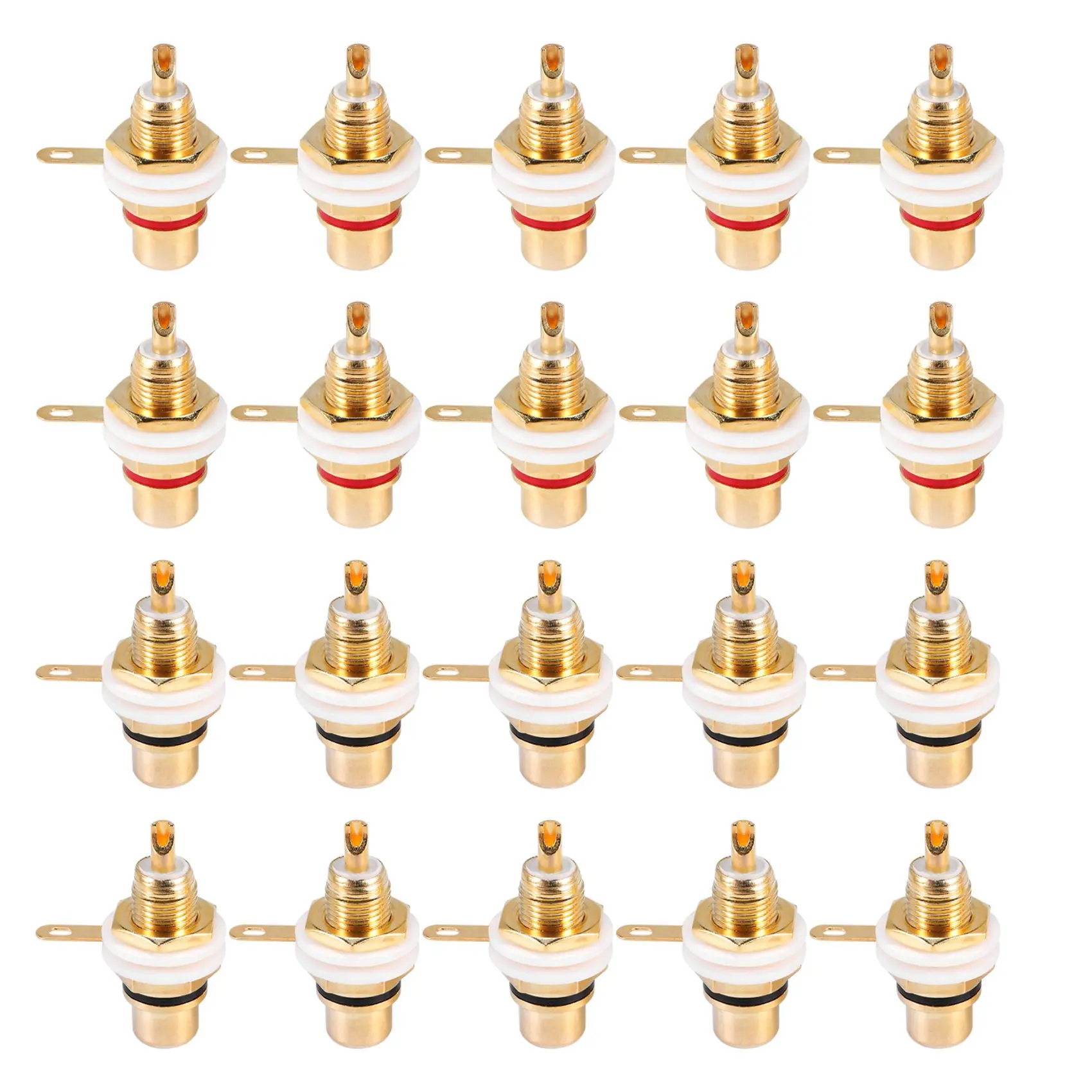 20Pcs Gold Plated RCA Terminal Jack Plug Female Socket Chassis Panel Connector for Amplifier Speaker