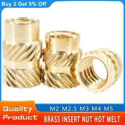 500Pcs M2 M2.5 M3 M4 M5 Brass Insert Nut Threaded Nutsert Knurled Hot Melt Heat Embedded Insertnut 3D Printer PC Nuts Inserts