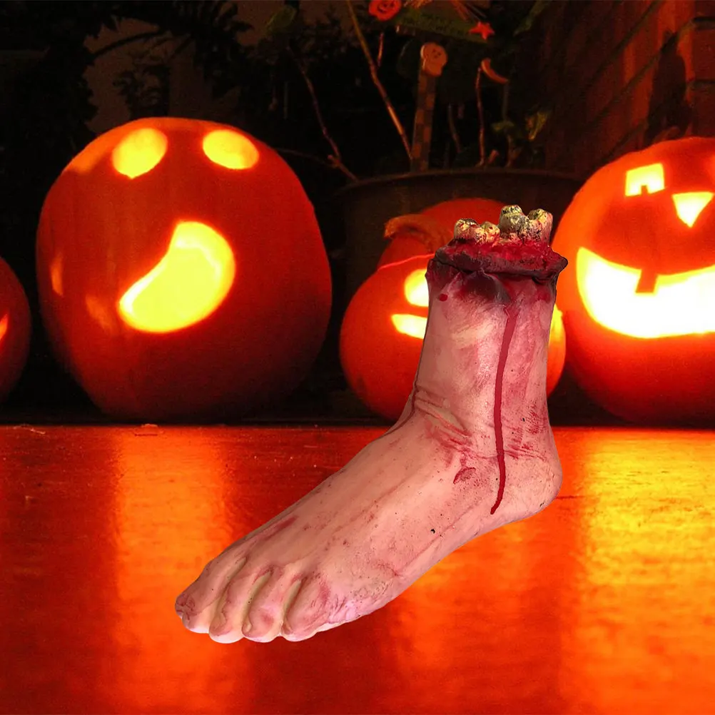 

2Pcs Hyper-Realistic Severed Foot Prop Rubber Halloween Costume Accessory Scary Party Decor Blood Effect Prom Horror Decoration